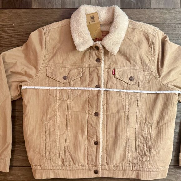 Levi’s Original Sherpa Corduroy Trucker Jacket • Safari Tan • Size L • NWT - Picture 9 of 16